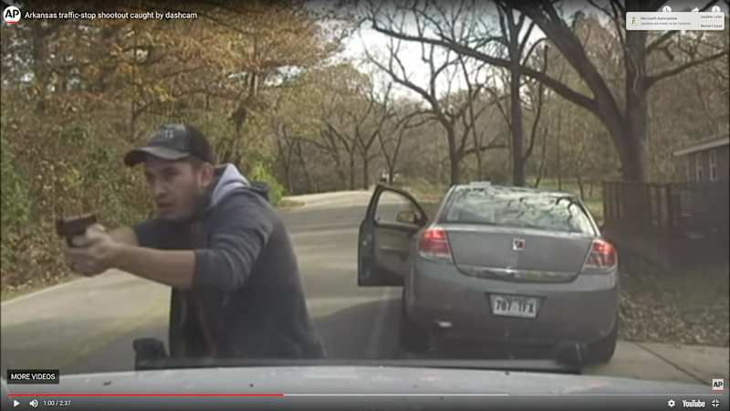 Dashcam shows dramatic traffic-stop shootout — up close and personal